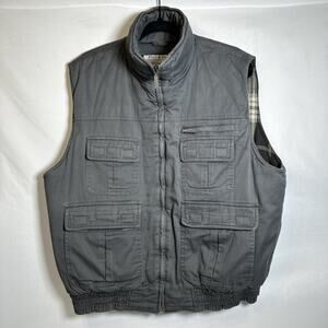 Field & Stream Men's LARGE HUNTING WINTER Full-Zip Vest GRAY COTTON TWILL